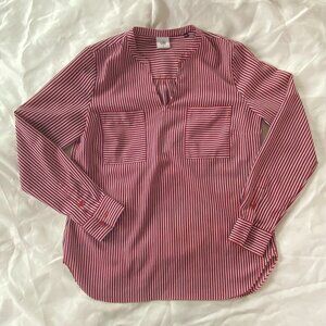 Striped Collarless Blouse